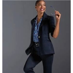 Cabi Style #4296 Blazer Womens Med Versatile Blue Plaid Single Breast Classic